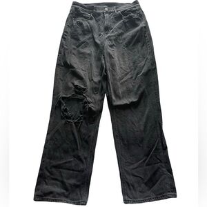 American Eagle Black Distressed Highest Rise 90s Boyfriend Jean